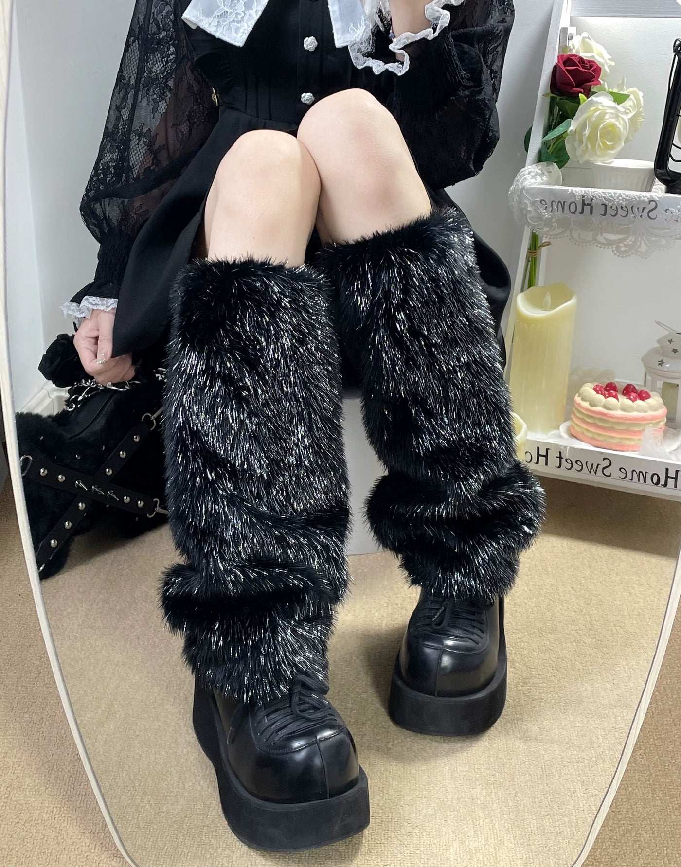 Fantasy Doll - Plush Layer - Plush Socks with a Stacked Mid-Calf Shaft