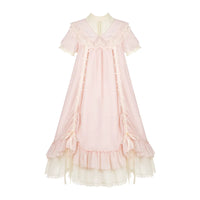 With PUJI - Glazed Flower Room - Lolita OP Dress, Embroidery & Detachable Styling - Rose embroidery pink OP - In stock now / S