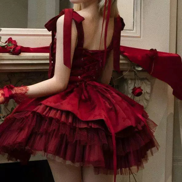 Sweetheart Dream Machine - Little Ribbon Ballet - Camisole jumper skirt (JSK) with layered ruffles