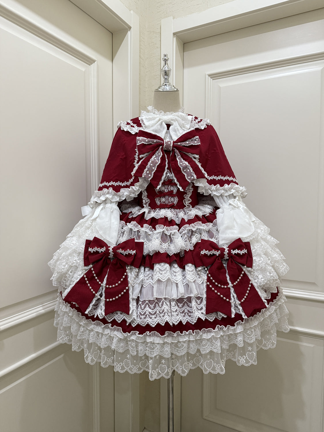 Cross Heart Knot - Sweet Lolita JSK Suit Tiered Ruffles Dress, Lace Blouse 42611:747102