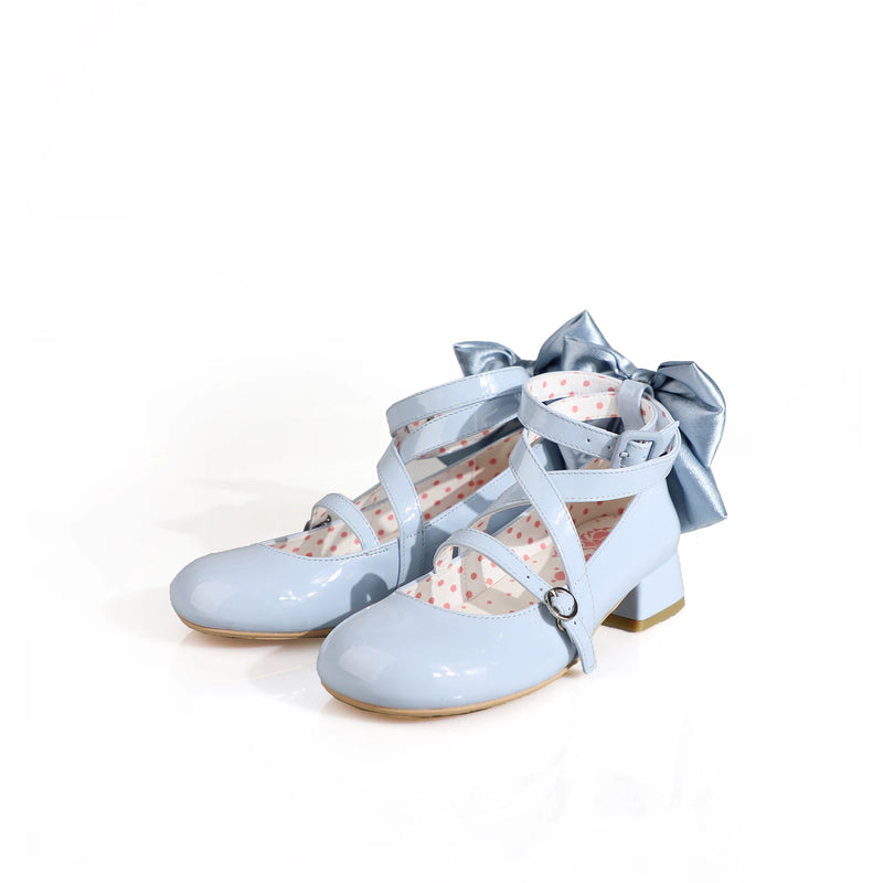 MODO Follow in the Moonlight Cross-Strap Bow Lolita Shoes – Blue – view 20