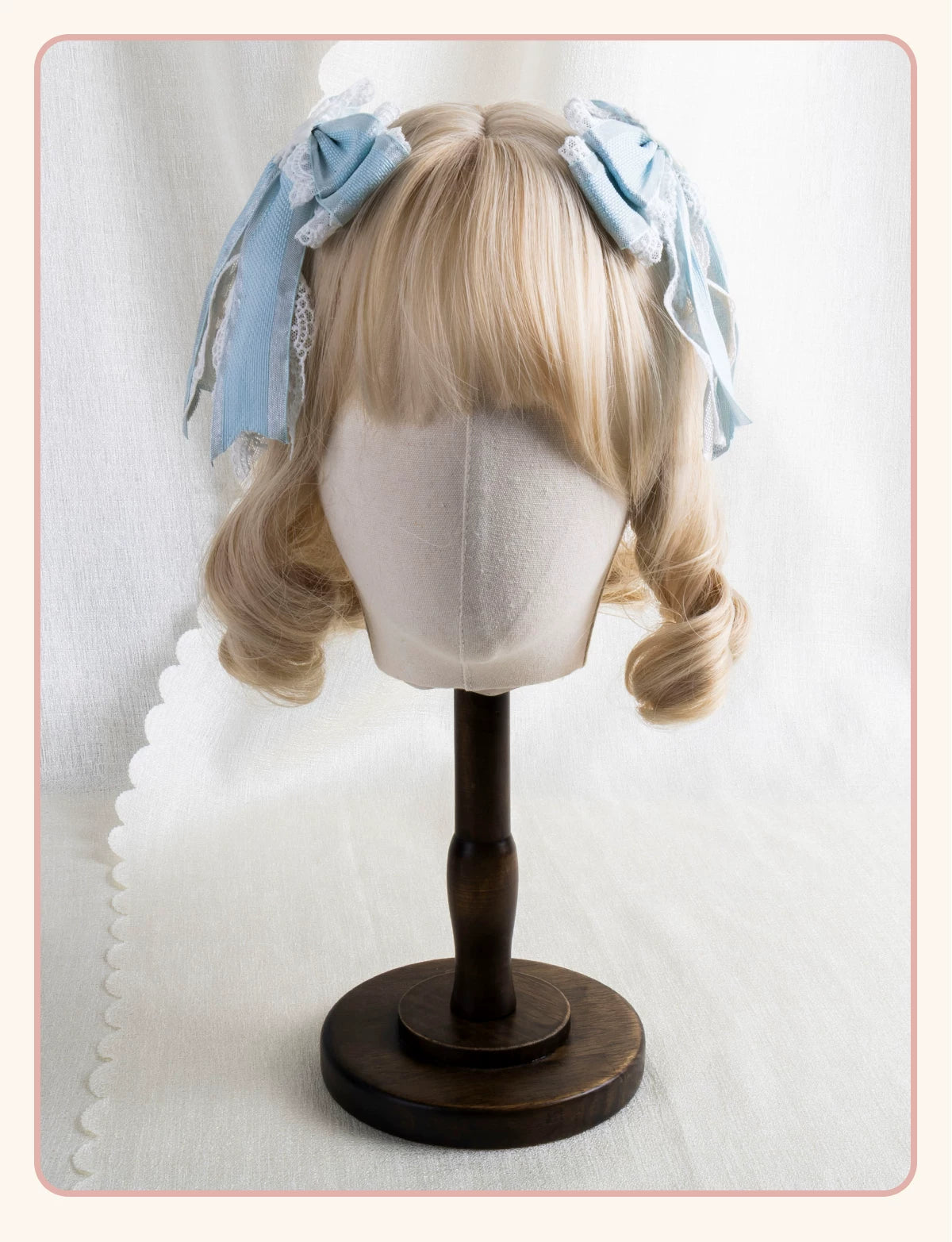Stardust Rose - Christmas Lace - Lace Headwear with Layered Blue Bows
