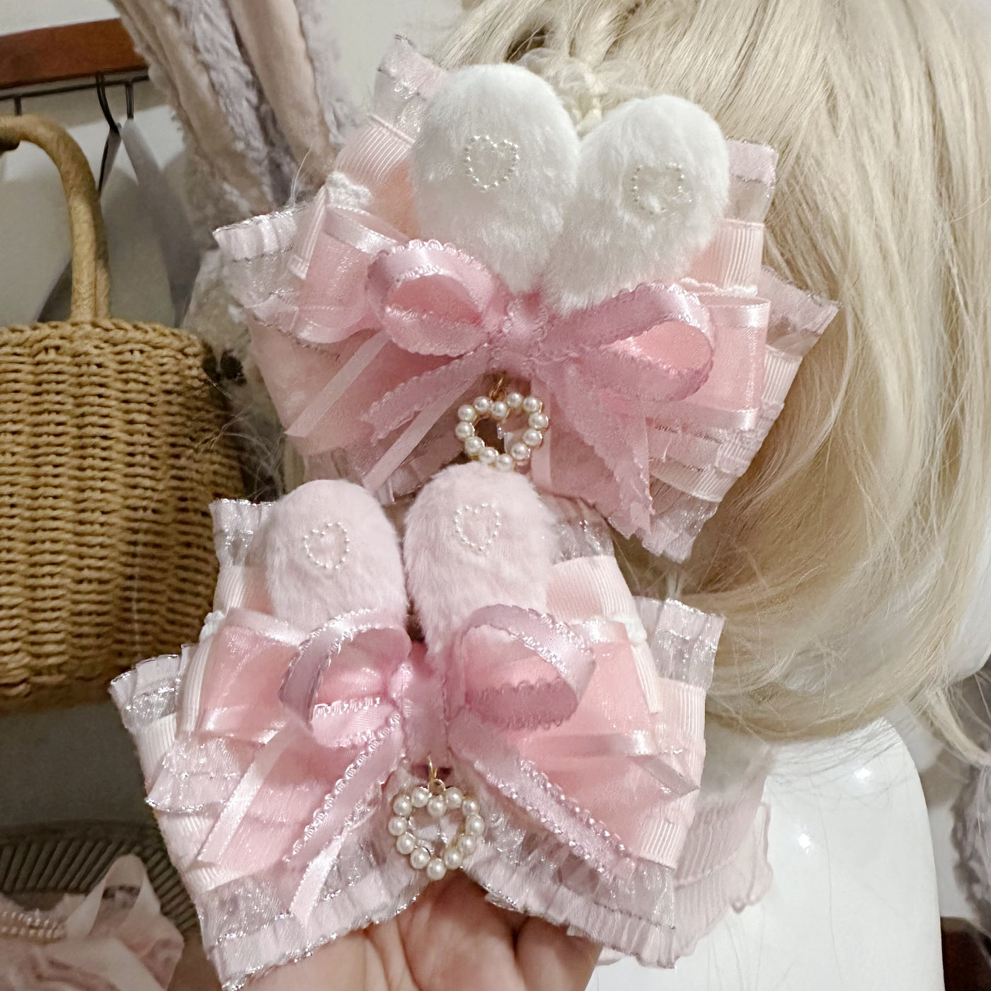 candycoco - Bunny-Ear Ribbon - Bunny-Ear Hair Accessories with Layered Bows