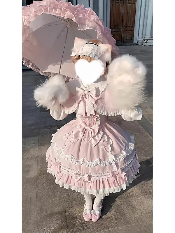 Creamy - Pink Princess - Pink JSK with a Cape and Bow Detail