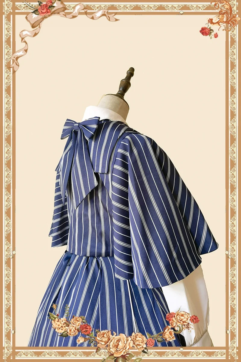 Infanta - Elegant Lolita Stripe High-waist - Jumper Dress Set and Cape SK Skirt