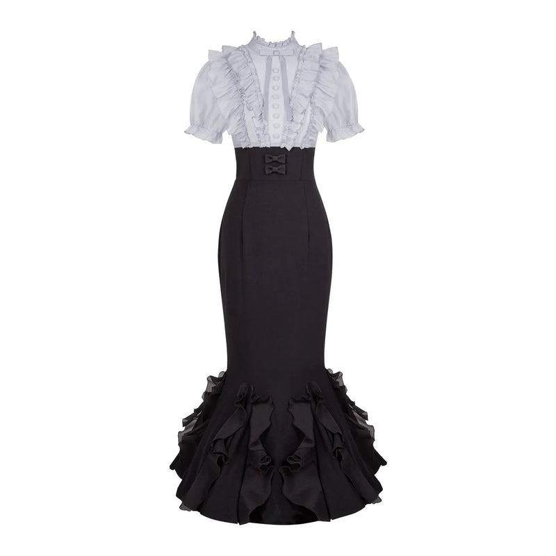 With PUJI - Miss Laura: Short-sleeve Mermaid - Lolita OP Dress, Boned Bodice Detail detail view 7