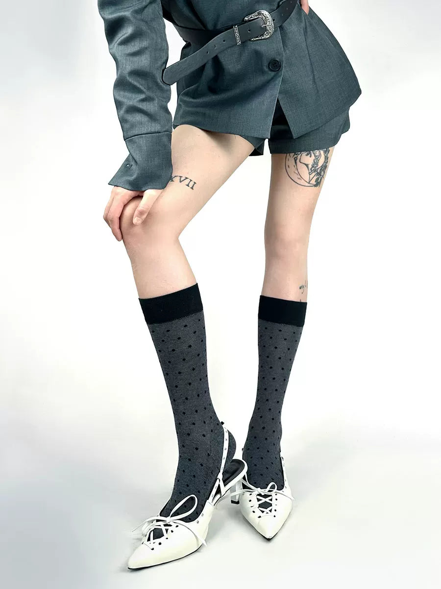 White Socks - Polka Dot Mesh - Slouch Socks