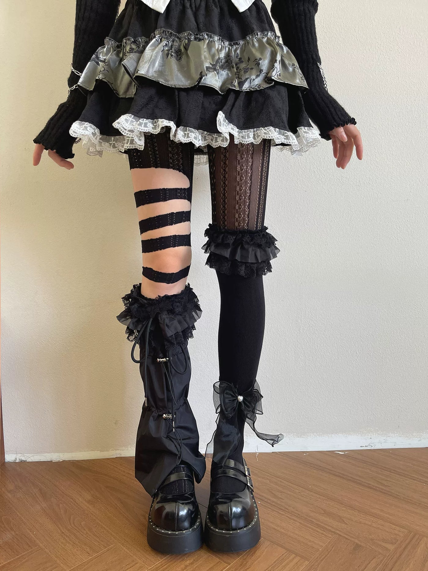 Sock Noble - Layered Gothic - Layering Hosiery with Tulle-Knot Detail