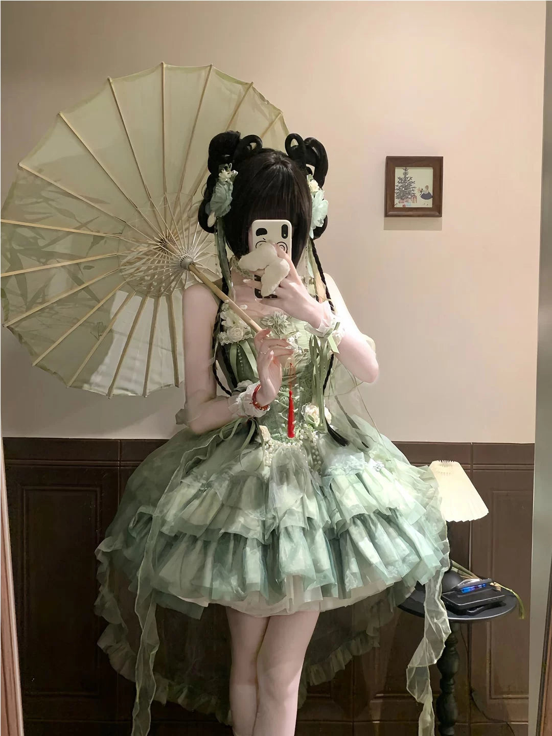 Creamy - Green Ballet Fairy - Green Chinese-Style Lolita Dress with Train