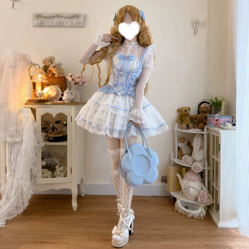 Lady Han Maiden's Heart Ballet Bridal JSK dress by Lolita Fetch, featuring intricate lace, floral details, and elegant satin fabric.