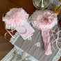 Pink lace socks with three-layer trim / One Size