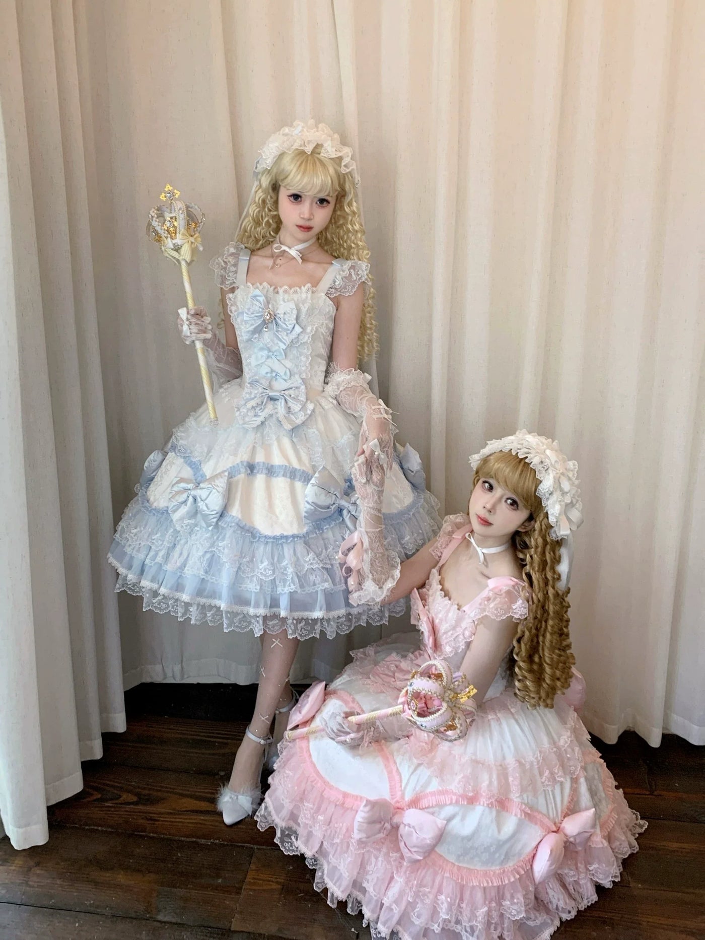 Sugar Girl - Floral Dream Isle - Sweet Lolita Doll-like JSK Dress, Bows & Lace