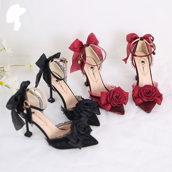 Xiaogui - Elegant Lolita High-Heeled Camellia - Bows Shoes Shoes