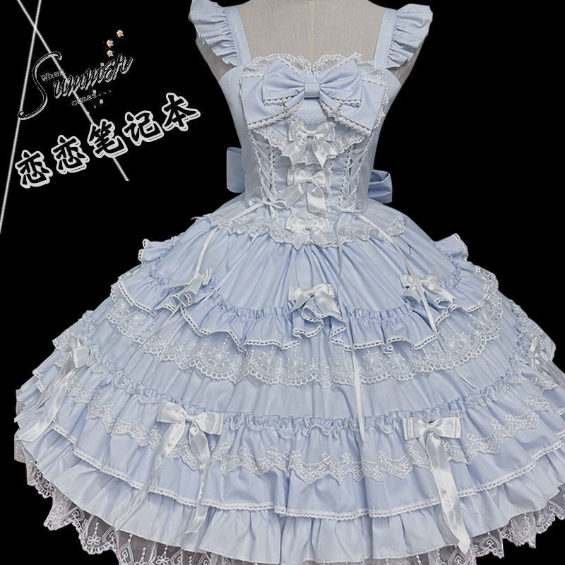ZhiJinYuan - Love Notebook - Old School Lolita JSK Vintage Doll Tiered Dress - Lolita Fetch