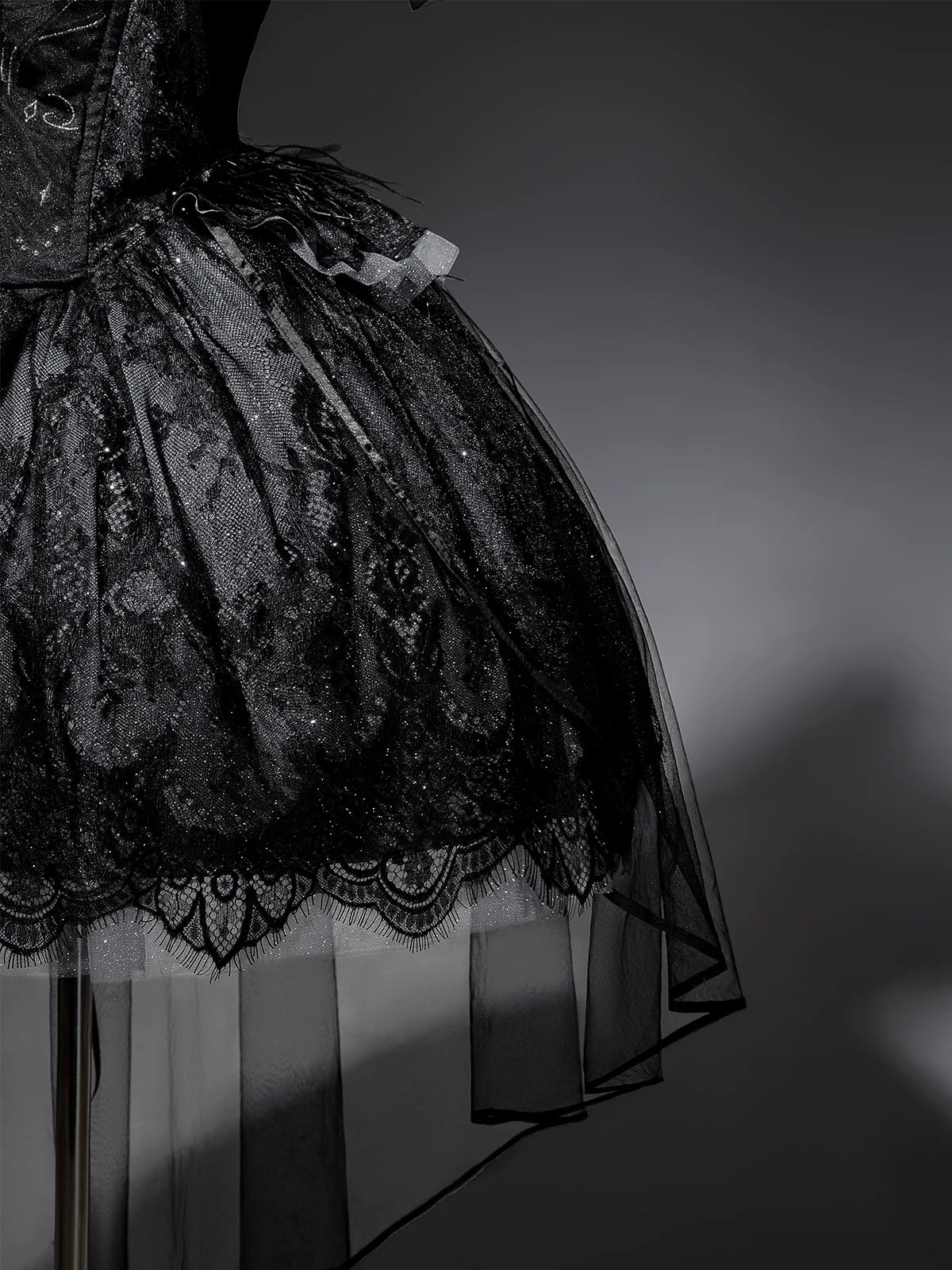 Your Princess - Star Swan Dream - Black Gothic Lolita JSK Dress, Swan Embroidery