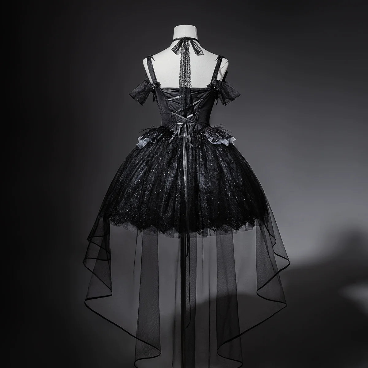 Your Princess - Star Swan Dream - Black Gothic Lolita JSK Dress, Swan Embroidery