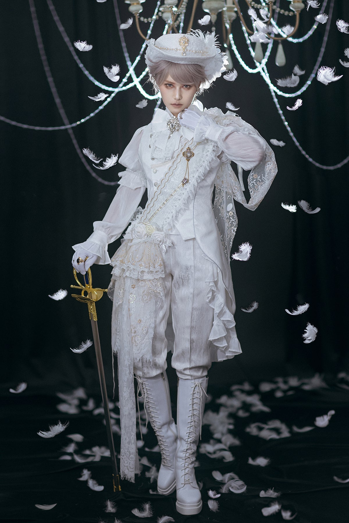 Immortal Thorn - Subtle Prejudice - Ouji Lolita Long Coat Hight-Low Hem with a Back Bow