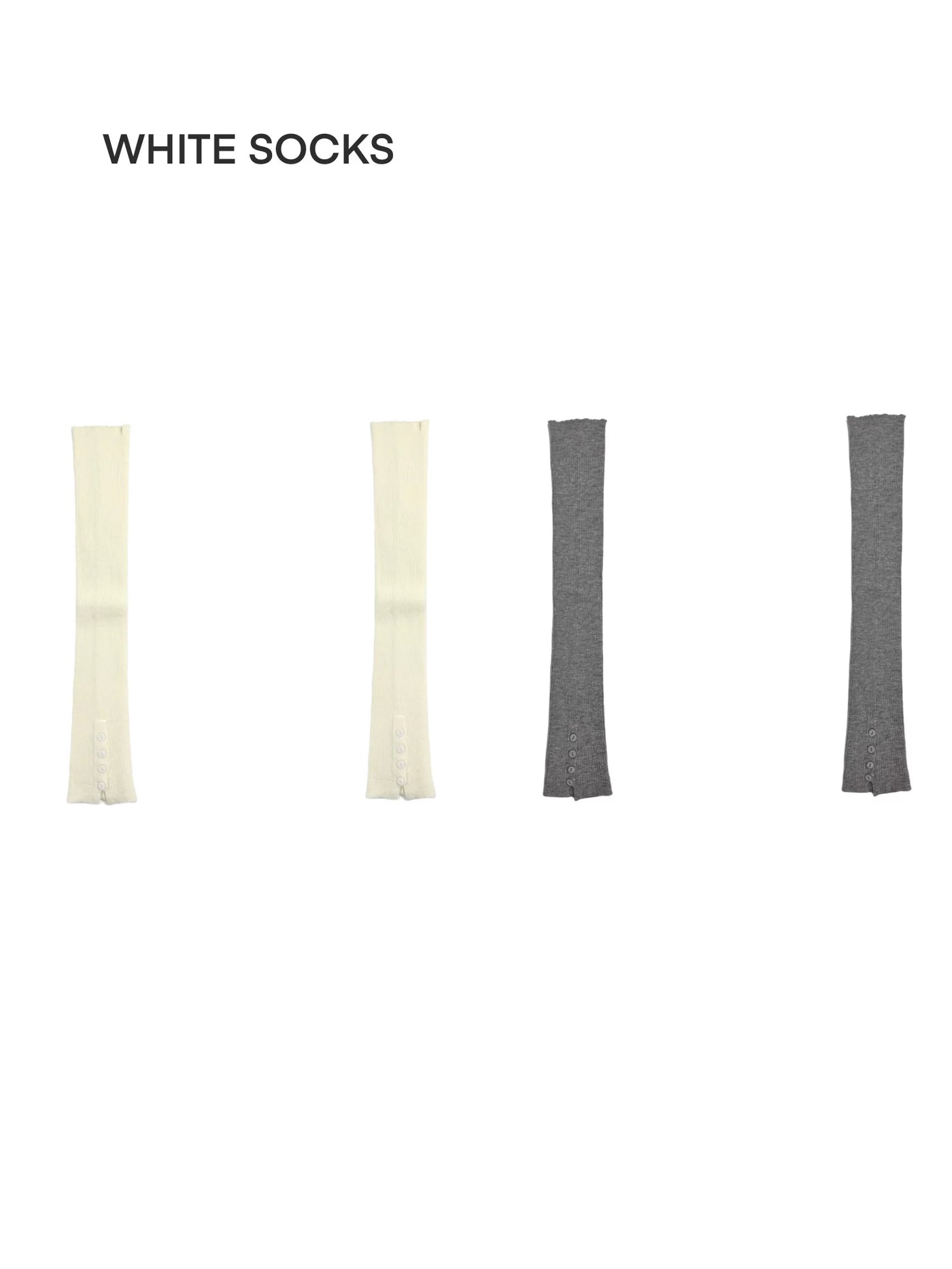 White Socks - Extended Ribbed-Knit - Extra-Long Slouch Leg Warmers with Button Details
