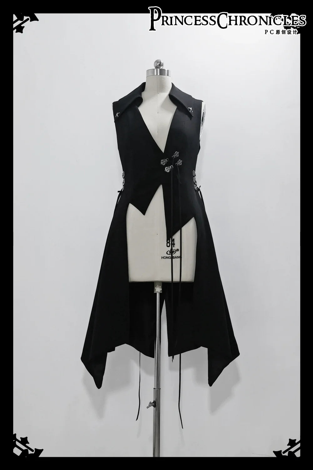 Crimson Ash Zero - Ouji Lolita Vest Handsome Slim Long Black Vest S long vest