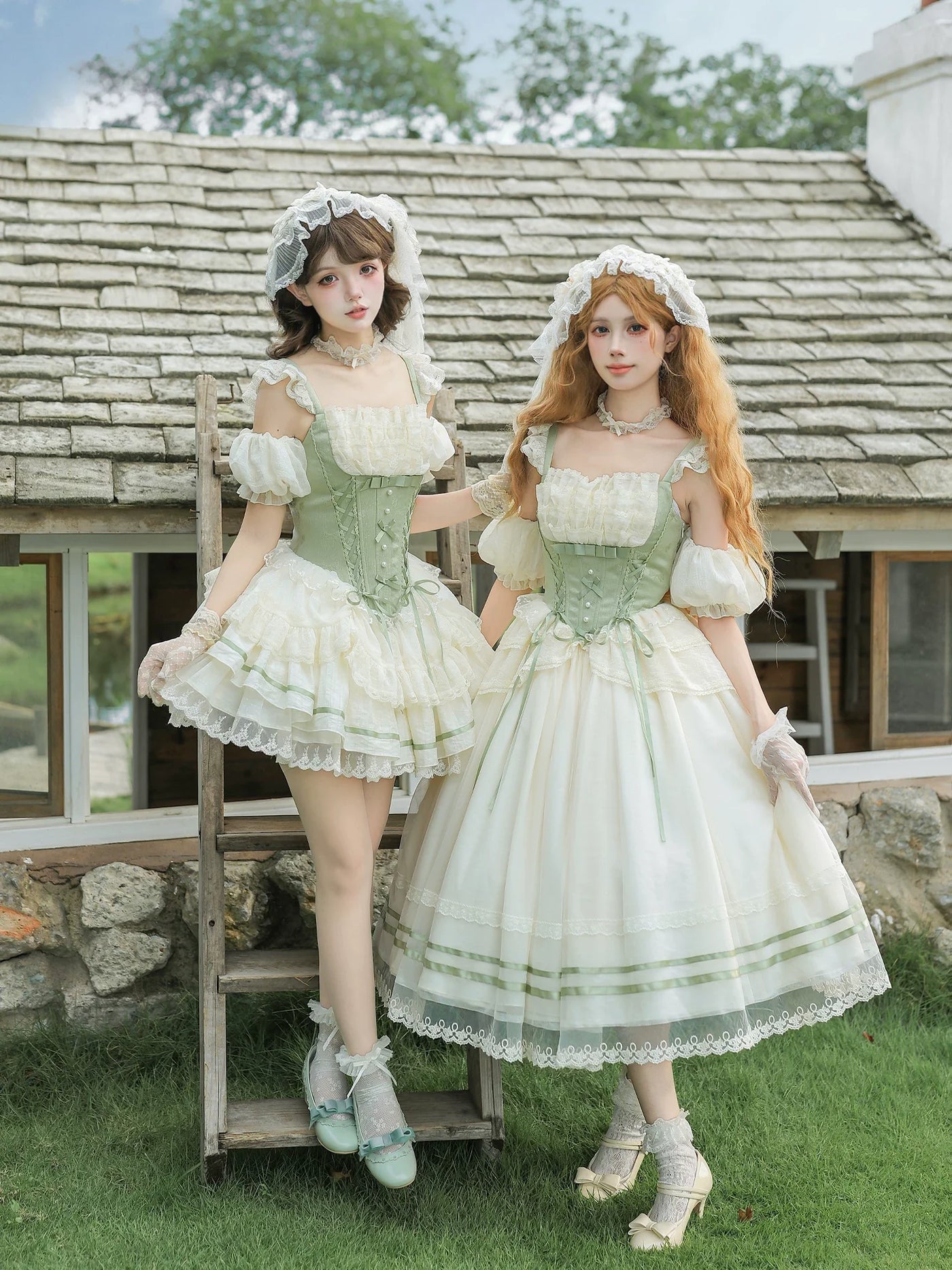 With PUJI - Unfailing - Classic Lolita Bow Jacquard Corset JSK Dress