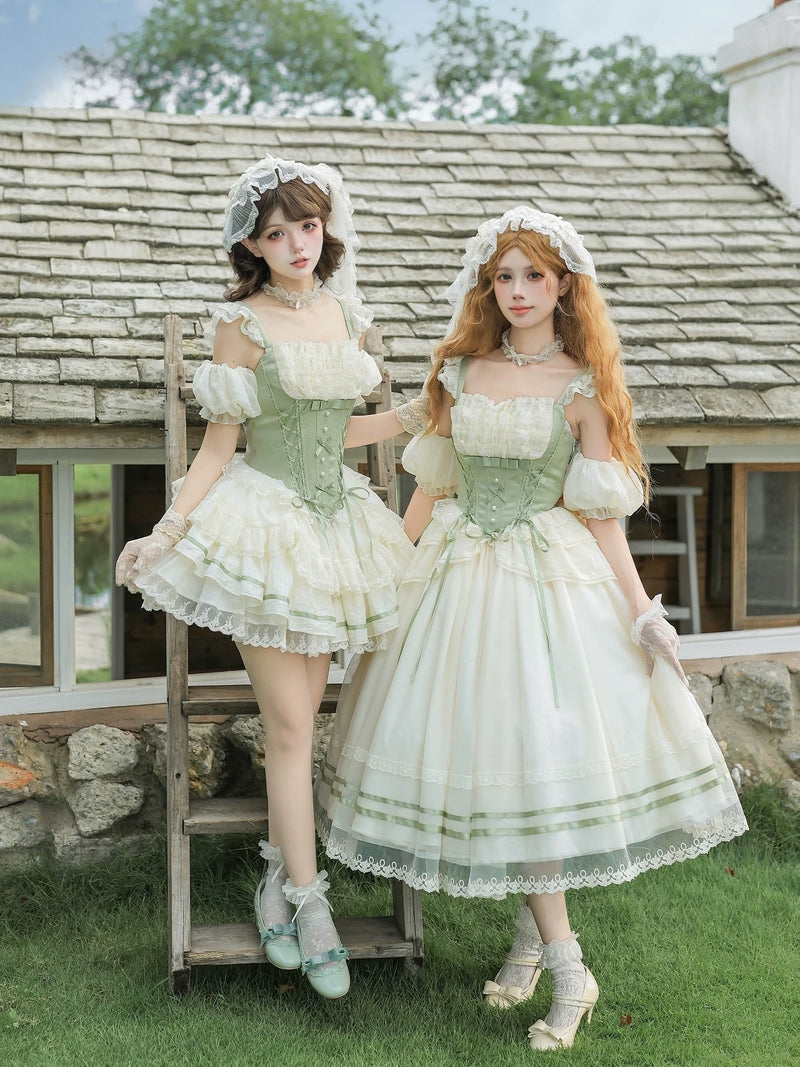 With PUJI - Unfailing - Classic Lolita Bow Jacquard Corset JSK Dress