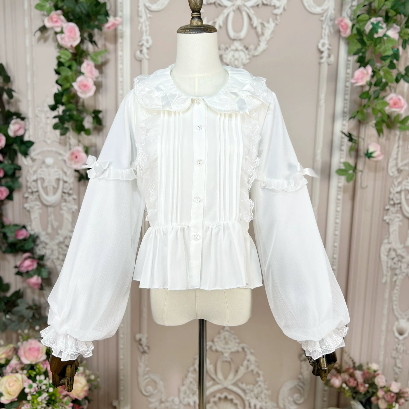 DMFS Lolita - Sweet Lolita Blouse Double-layered - Puff Sleeves Lolita Shirt Innerwear