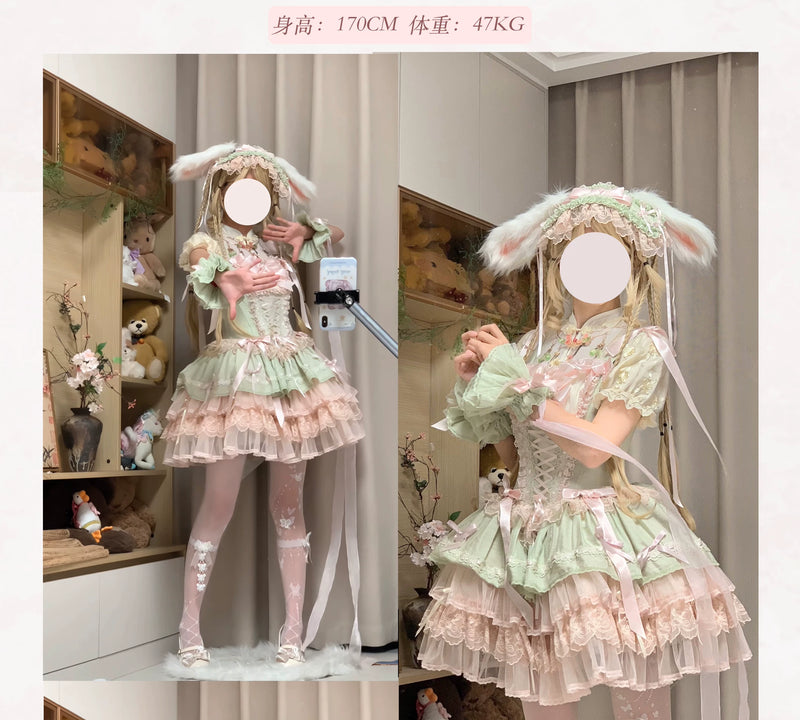 PS Original Design - Heart Song - Peach Snow - Sweet Lolita JSK Dress Set - detail view 8