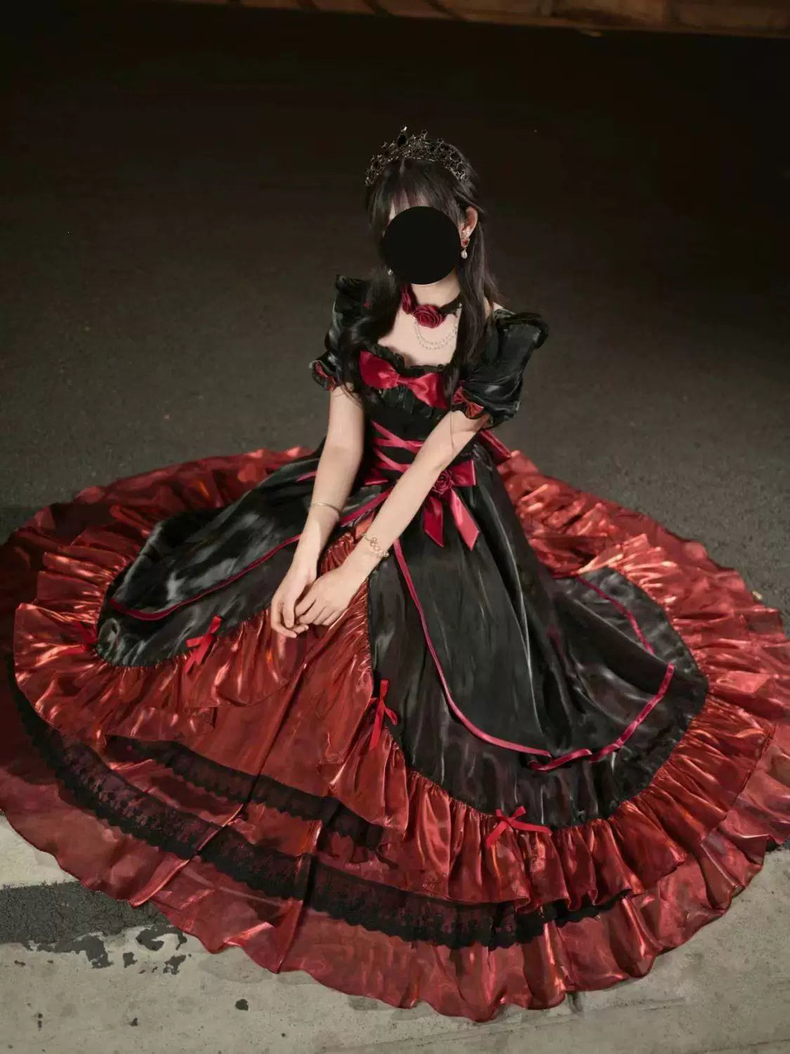 Sweetheart Dream Machine - Bridal Princess - Long Lolita Dress with Tiered Ruffles
