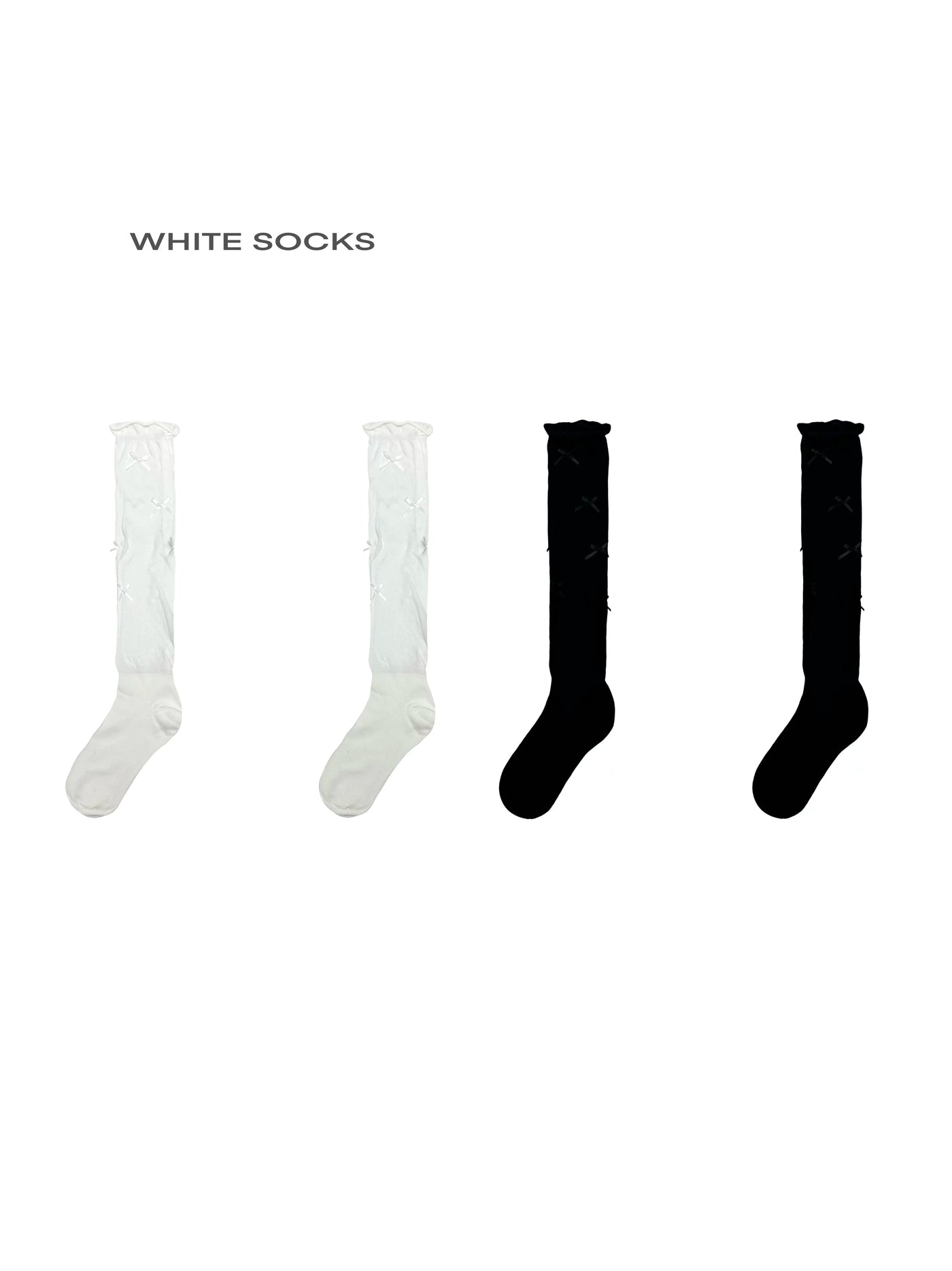 White Socks - Ballet-Inspired Bow - Lightweight Mid-Calf Slouch Socks with Bow Details