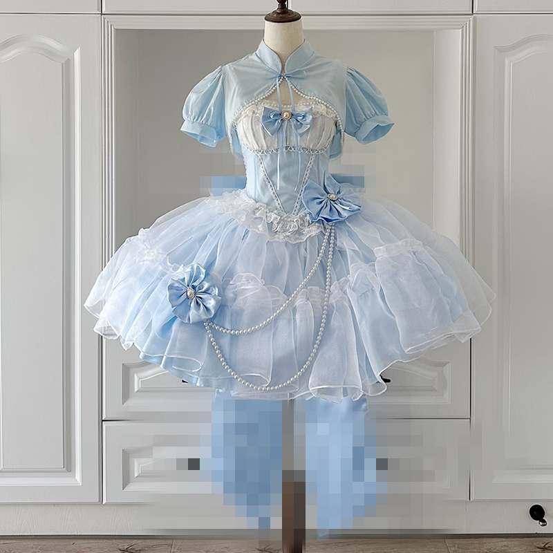 Daydream Whispers - Blue-and-White Porcelain - Lolita Fashion collection with layered translucent panels