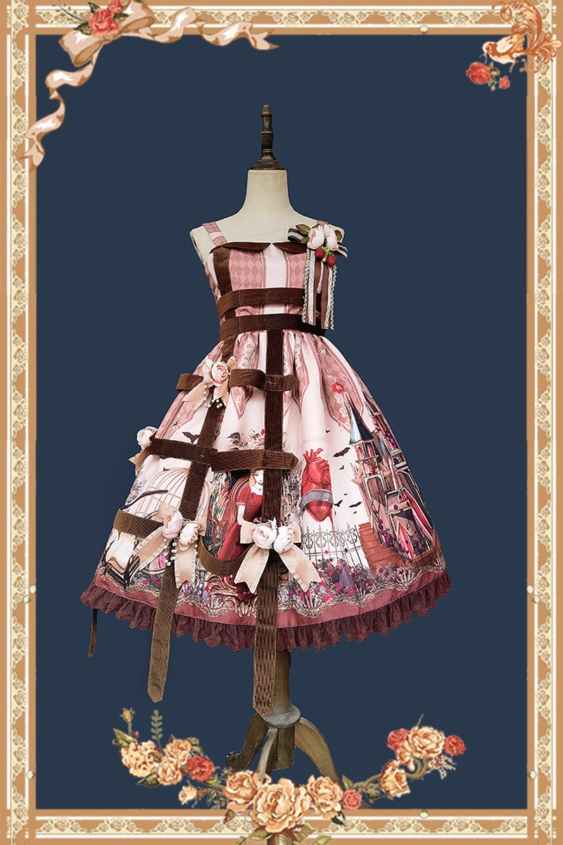 Midnight Magic - Gothic Lolita JSK Dress S reddish brown