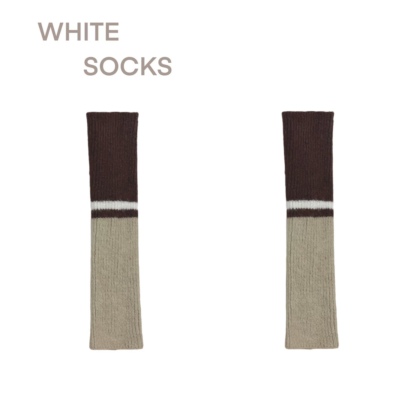 White Socks - Color-Block Slouch - Ribbed Color-Block Socks with Stripe Bands