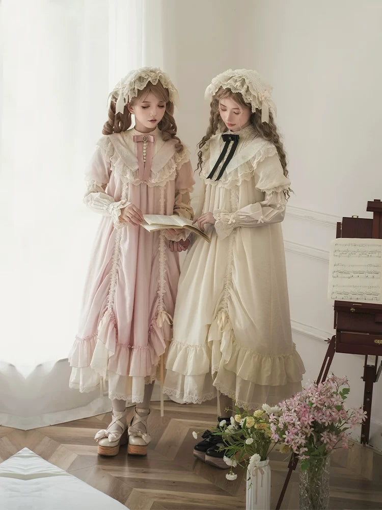 With PUJI - Glazed Flower Room - Lolita OP Dress, Embroidery & Detachable Styling detail view 3