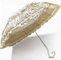 Unabhängige Marke – Kollektion Spitzen-Sonnenschirme – Rüschen-Spitzen-Sonnenschirm mit dekorativem Griff - Beige kreativer Griff