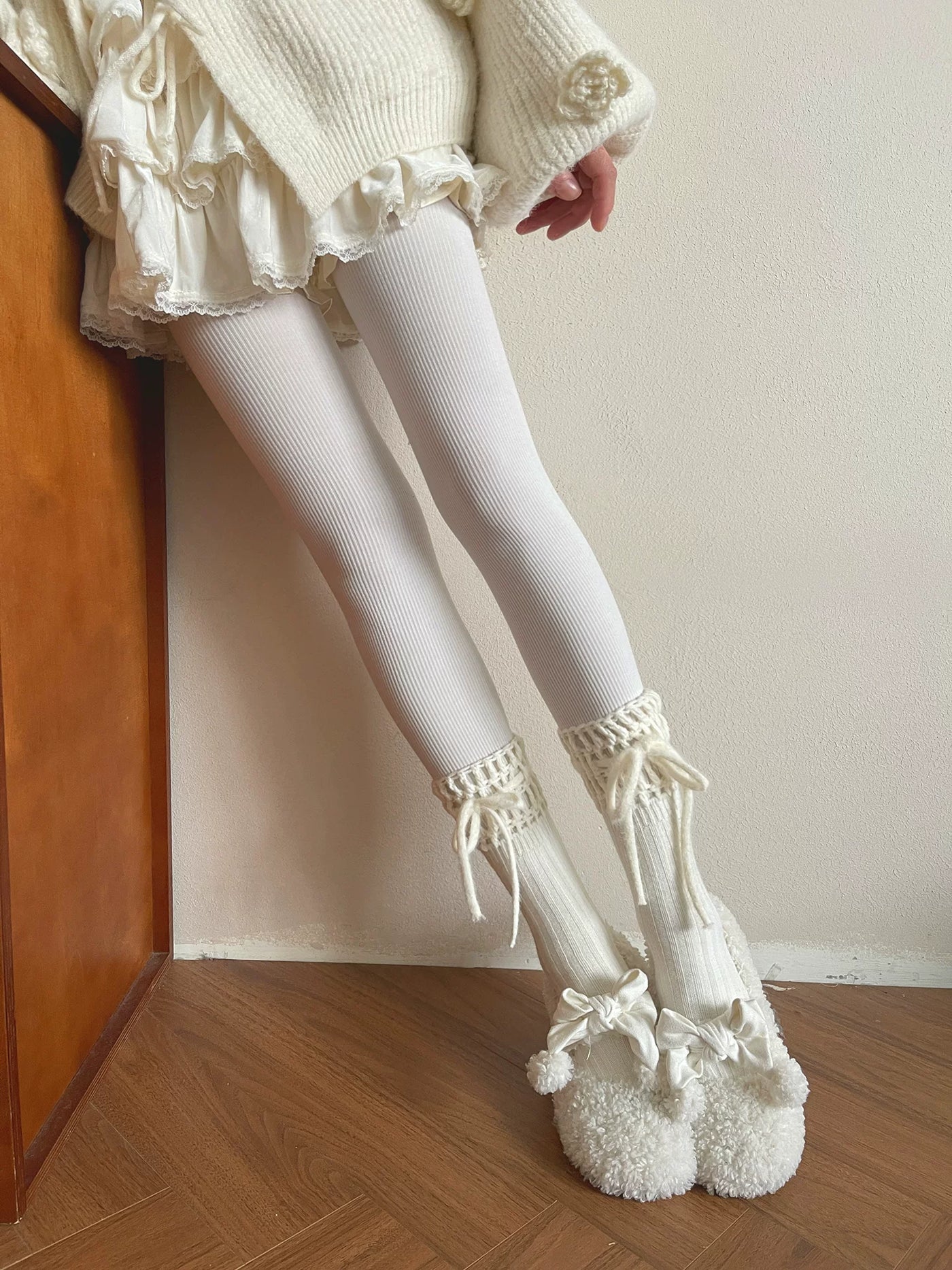 Sock Noble - Crochet Bow Cuff - Socks with a crochet cuff and tie bows
