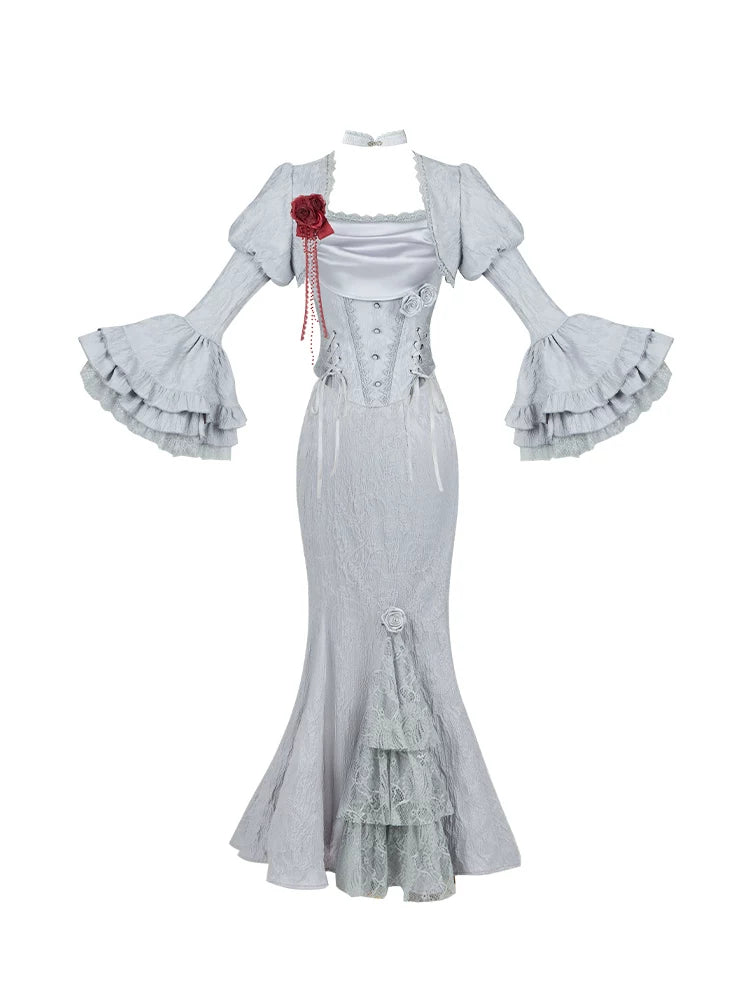With PUJI - Twilight - Gothic Witch Lolita SK Suit Bodice Mermaid Dress detail view 5