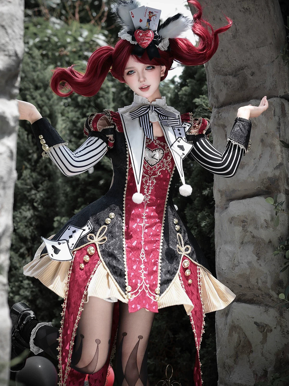 Letters from Unknown Star - Circus Fantasy Night - Gothic Lolita Jacquard Dress, Pointed Tail Hem