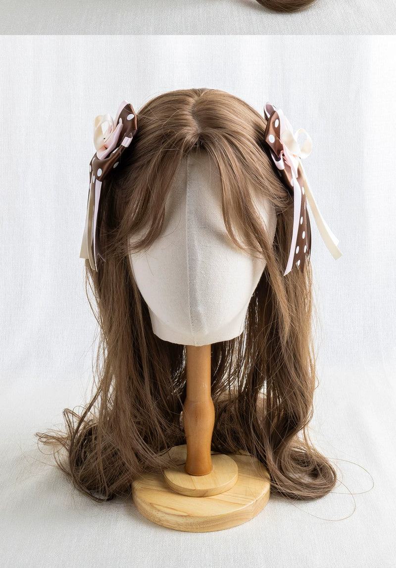 Lightbound Narrative - Chocolate Polka Dot - Headwear Options with Layered Lace and Ribbon Bows