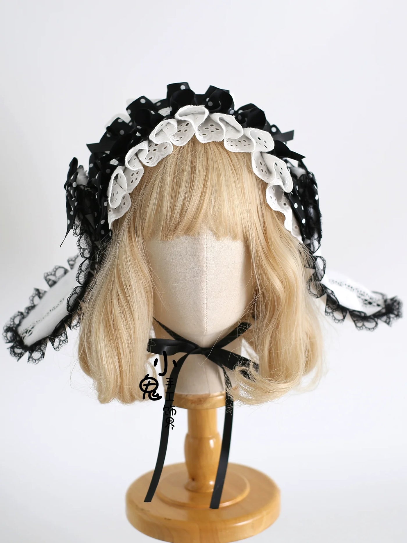 Xiaogui - Polka Dot Lolita Headdress - Detachable Bunny Ear Headwear