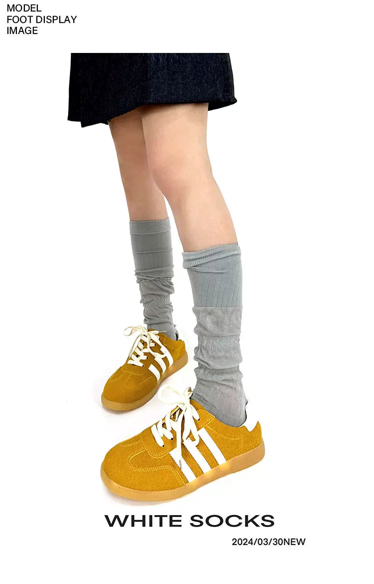 White Socks - Ballet Twist - Calf-Length Slouch Socks with a Gathered Twist