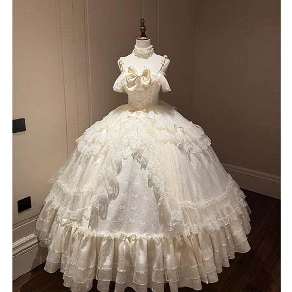 Flora Muse - Off-Shoulder Lolita Ballgown - Champagne formal lolita