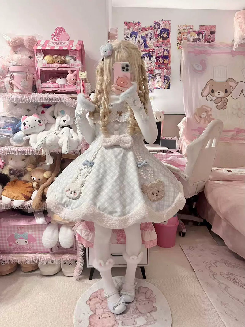 Yizhi Lamb Bunny & Bear Claw-Machine Winter JSK — additional product view