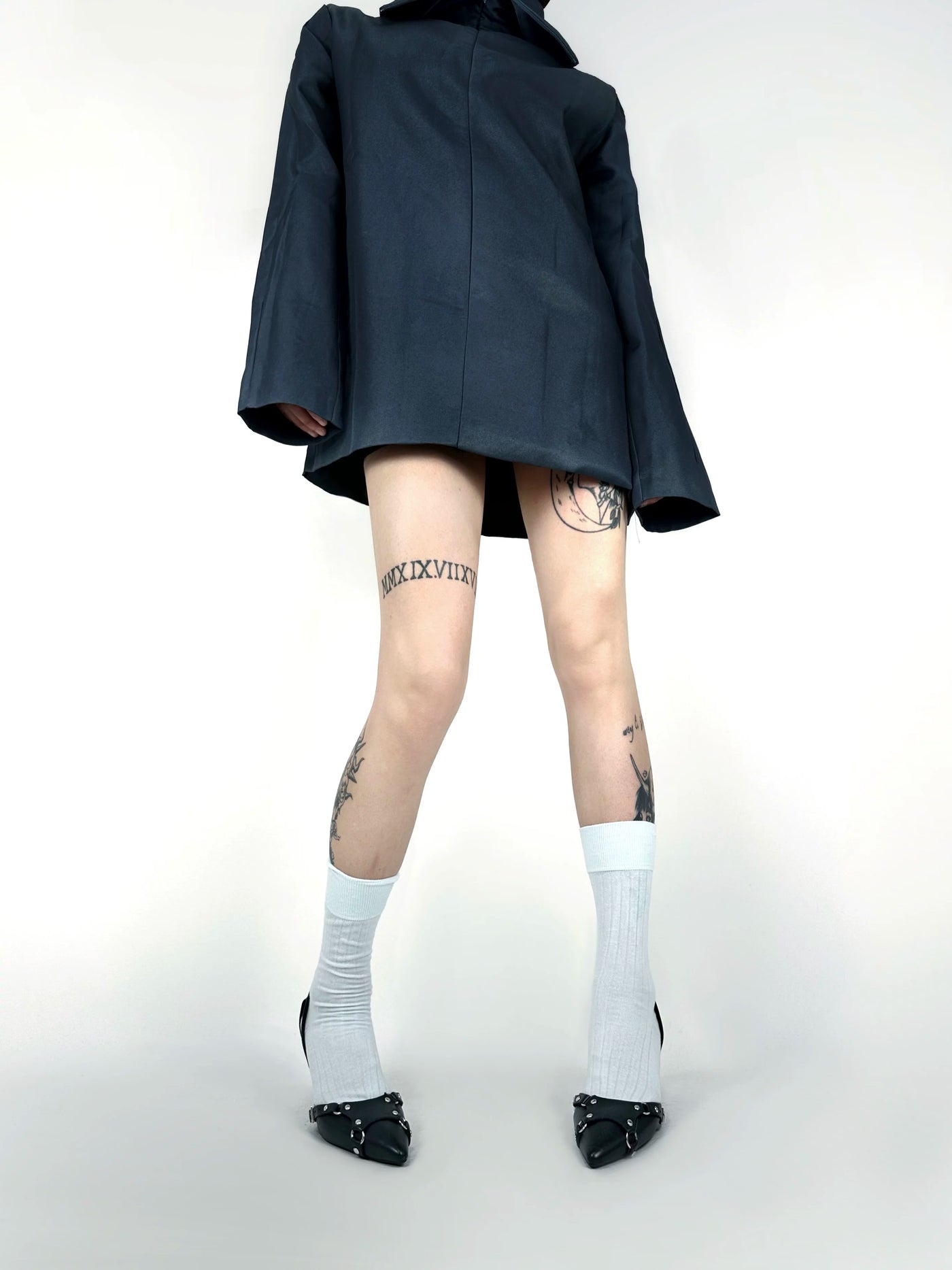 White Socks - Ballet Y2K - Ribbed slouch calf socks with a wide fold-over cuff