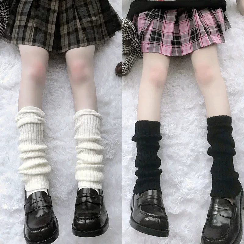 Floral Milk Cat - Ribbed Scrunch - Knit Leg Warmers in 40 cm and 50 cm Lengths