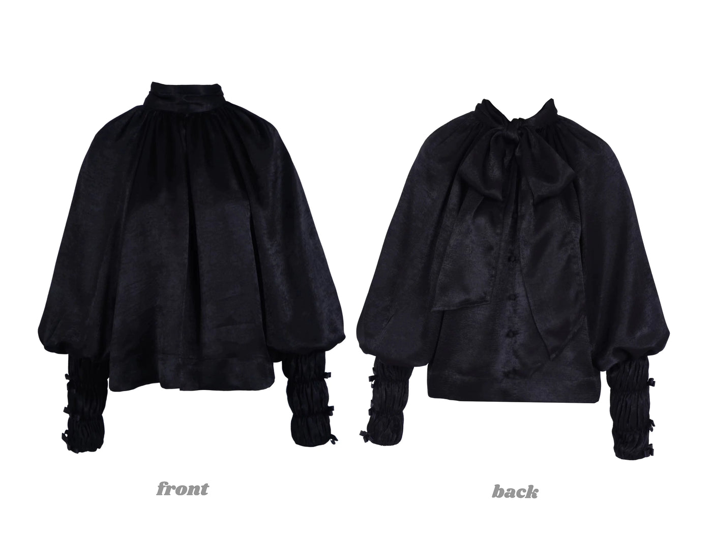 Nololita black spiderweb top displayed front and back