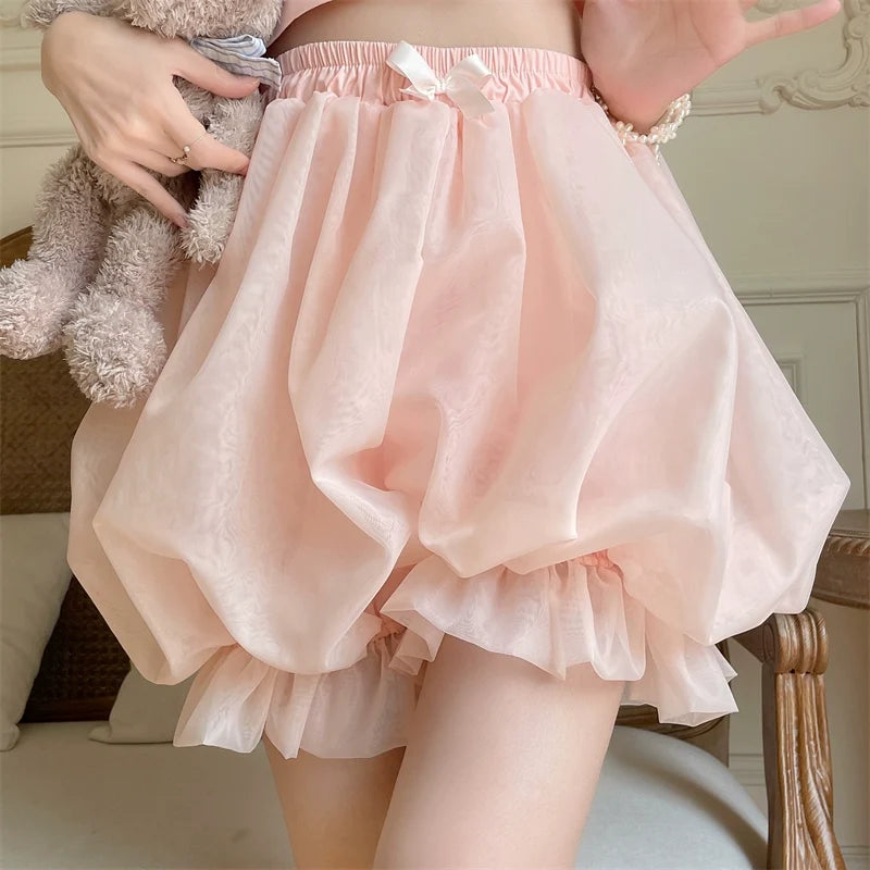 Sugar Girl - Casual Lolita Bloomers - Solid Color Organza Shorts Other Surprise