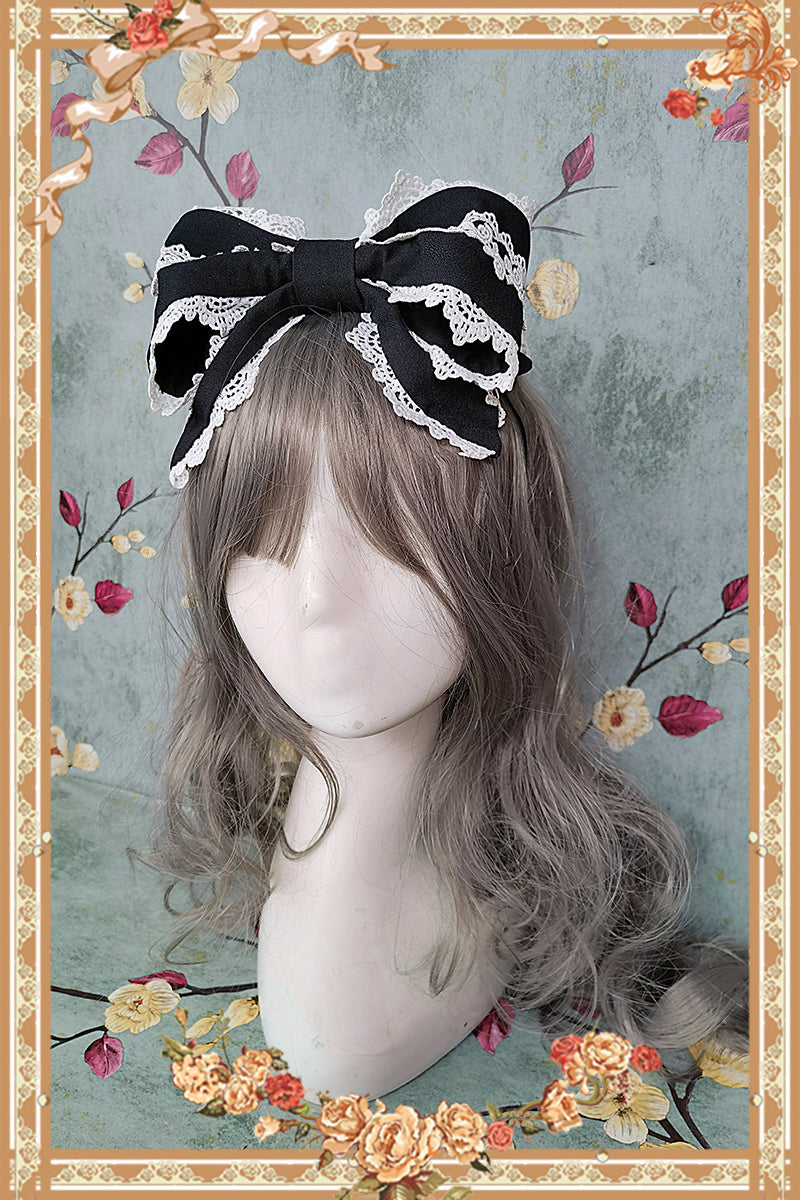 Doll-like Old-School Lolita OP Dress, Patchwork Sleeve S Black + White KC
