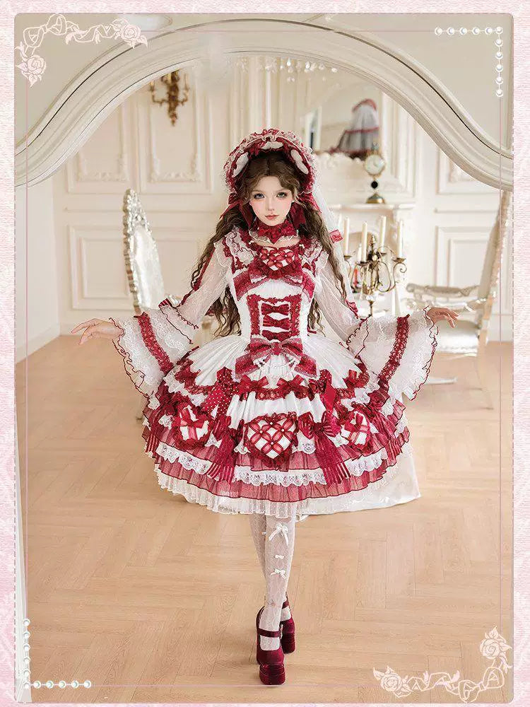 Sweetheart Dream Machine - Love Your Heart - Long-Sleeve Blouse with Layered Lace Cuffs