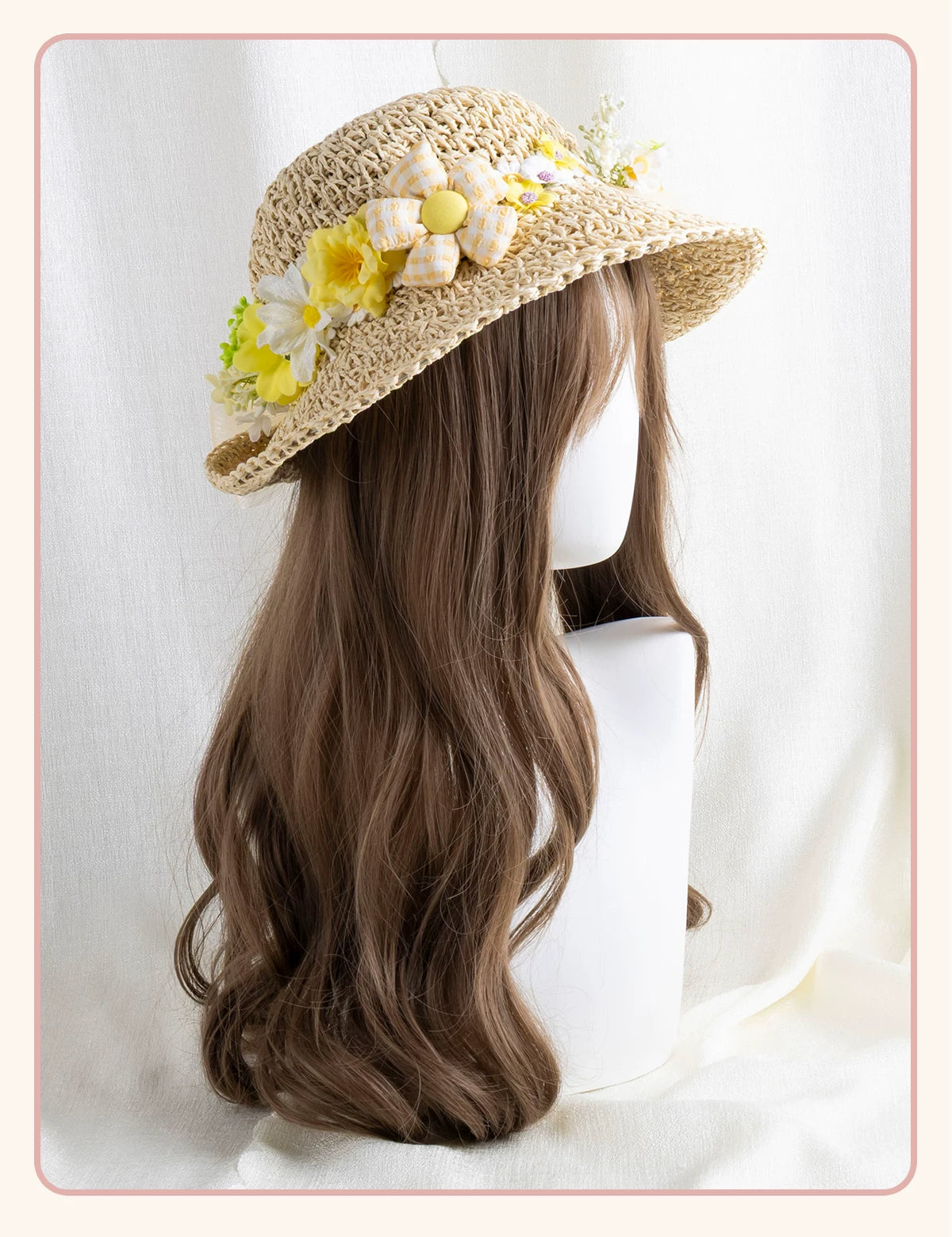 Stardust Rose - Floral Meadow - Woven Straw Sun Hat with Floral Trim
