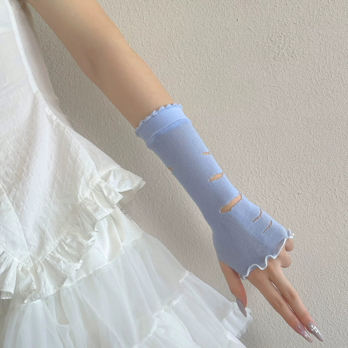 Sock Noble - Dopamine Candy Colour - Arm Sleeve Gloves with distressed cutouts